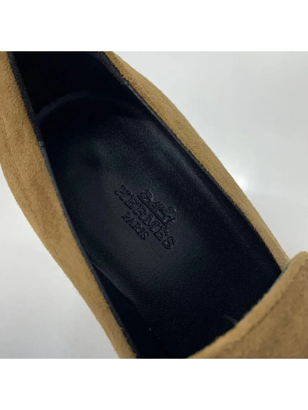 Hermes Didi Suede Heels Loafers Brown